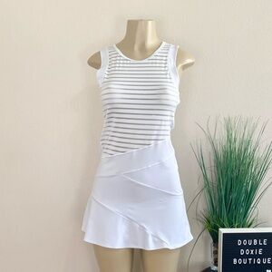 INPHORM | White Sheer Striped Top Tennis Dress Sz S